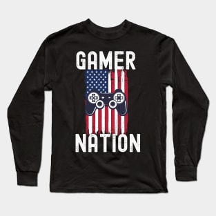 Patriotic Gamer Nation Video Gaming Control Flag Long Sleeve T-Shirt
